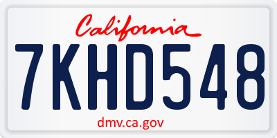 CA license plate 7KHD548