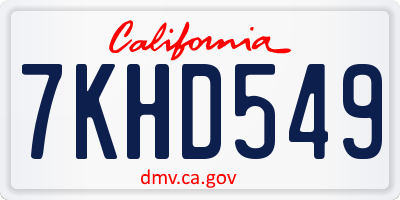 CA license plate 7KHD549