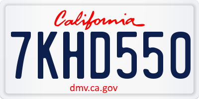 CA license plate 7KHD550