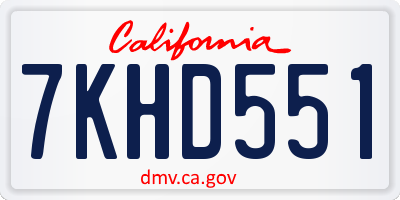 CA license plate 7KHD551