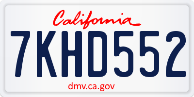 CA license plate 7KHD552