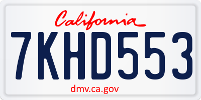 CA license plate 7KHD553