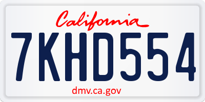 CA license plate 7KHD554