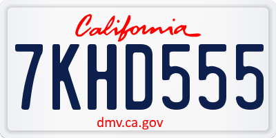 CA license plate 7KHD555