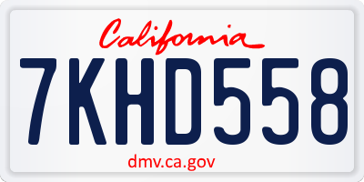 CA license plate 7KHD558