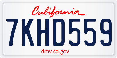 CA license plate 7KHD559