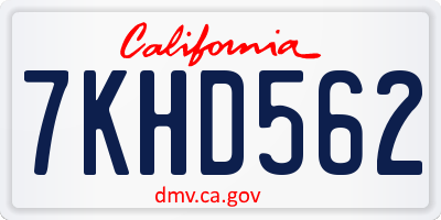 CA license plate 7KHD562