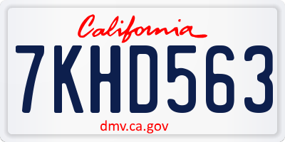 CA license plate 7KHD563