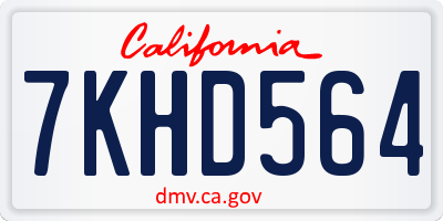 CA license plate 7KHD564