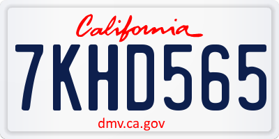 CA license plate 7KHD565