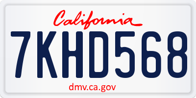 CA license plate 7KHD568