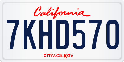 CA license plate 7KHD570