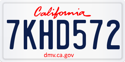 CA license plate 7KHD572