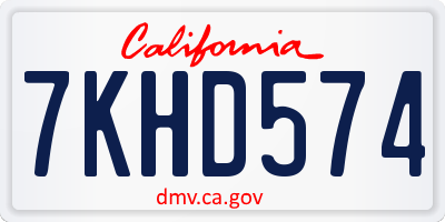 CA license plate 7KHD574