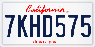 CA license plate 7KHD575
