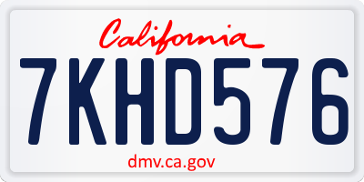 CA license plate 7KHD576