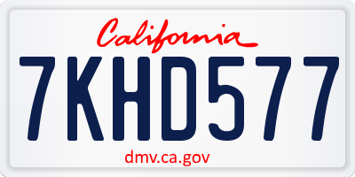 CA license plate 7KHD577
