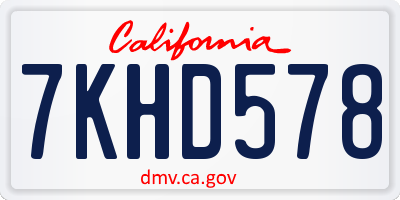 CA license plate 7KHD578