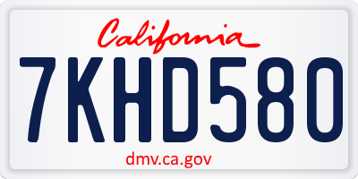 CA license plate 7KHD580
