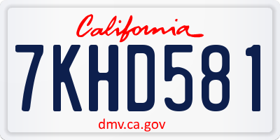 CA license plate 7KHD581