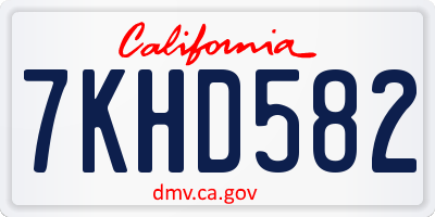 CA license plate 7KHD582