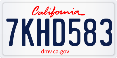 CA license plate 7KHD583