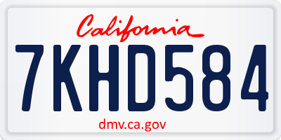 CA license plate 7KHD584