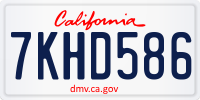 CA license plate 7KHD586
