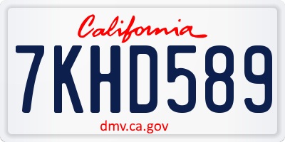 CA license plate 7KHD589
