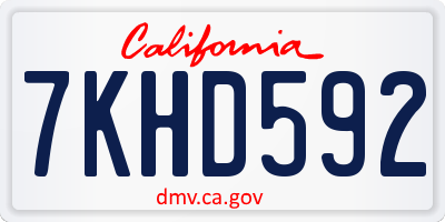 CA license plate 7KHD592