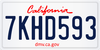 CA license plate 7KHD593