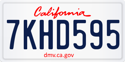 CA license plate 7KHD595