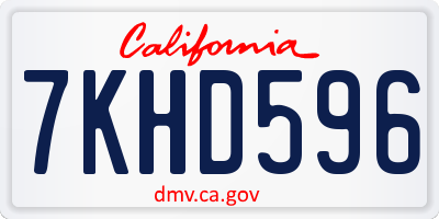 CA license plate 7KHD596