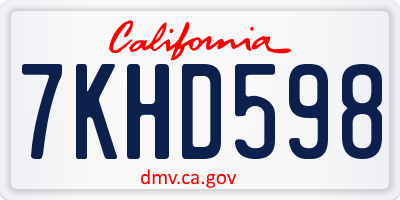 CA license plate 7KHD598