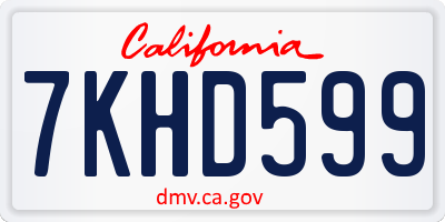 CA license plate 7KHD599