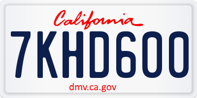 CA license plate 7KHD600