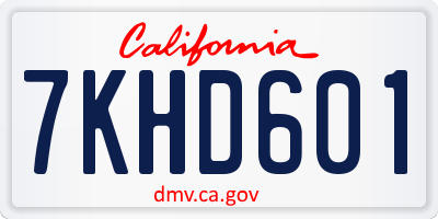 CA license plate 7KHD601