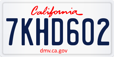 CA license plate 7KHD602