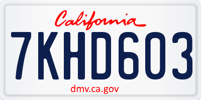 CA license plate 7KHD603