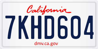 CA license plate 7KHD604