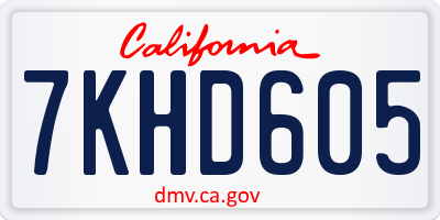 CA license plate 7KHD605