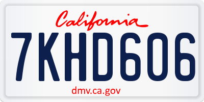 CA license plate 7KHD606