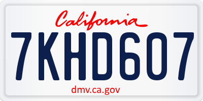 CA license plate 7KHD607