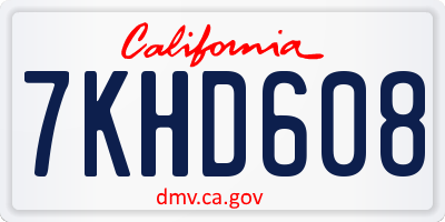CA license plate 7KHD608