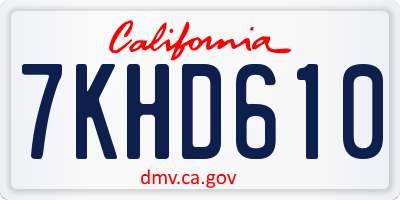 CA license plate 7KHD610