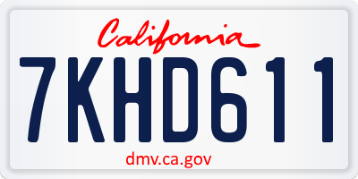 CA license plate 7KHD611