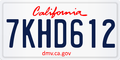 CA license plate 7KHD612
