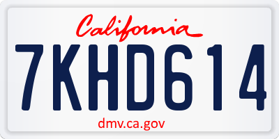 CA license plate 7KHD614