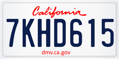 CA license plate 7KHD615