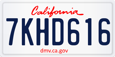 CA license plate 7KHD616
